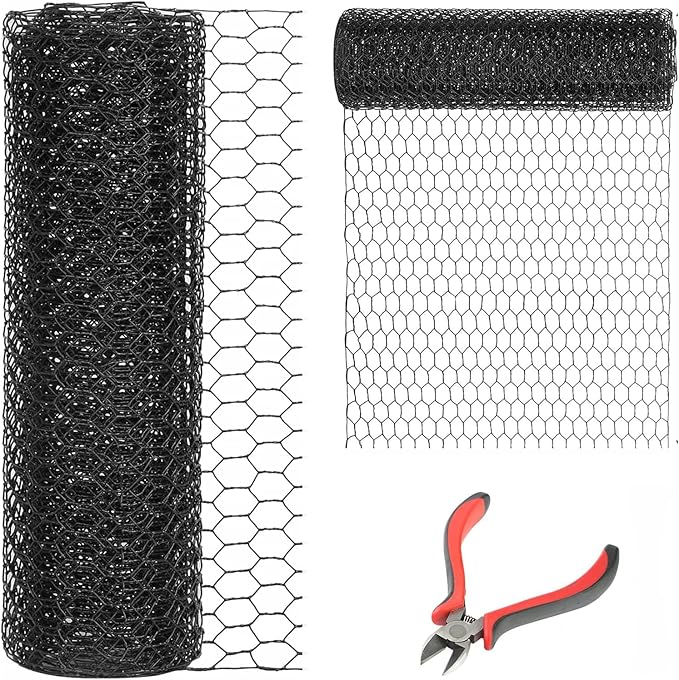 24'' x 150' Black Chicken Wire Mesh Fence, 20 Gauge Galvanized Poultry Netting by DOLEMODUO