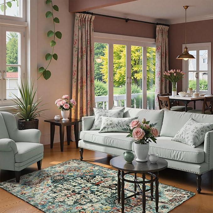 Lahome Bohemian Floral Medallion Area Rug - Image 3