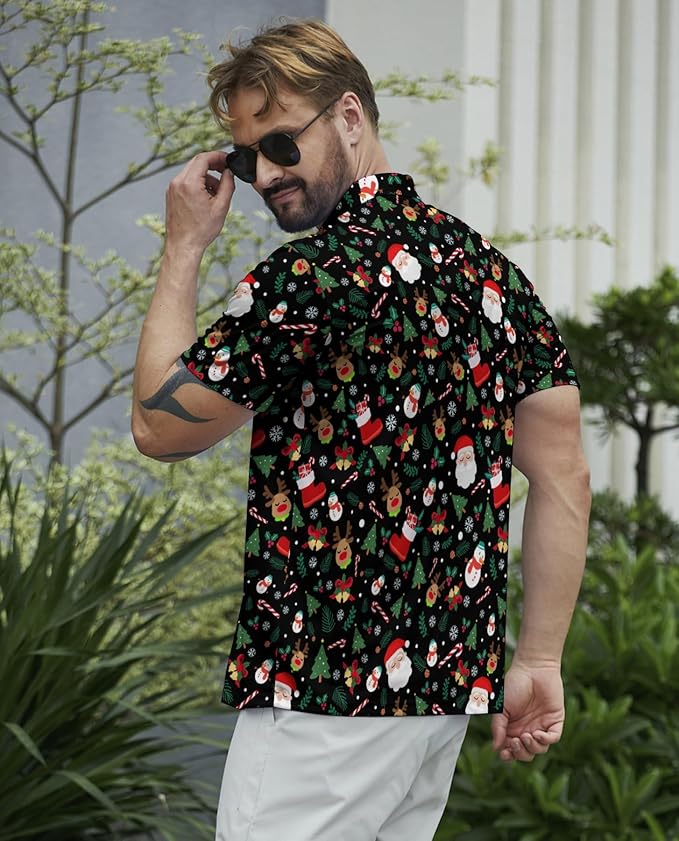 HUURAY Funny Golf Polos for Men Funny Print Short Sleeve Shirts Quick Dry Polo Shirts Hawaiian Shirt Performance Golf Outfits
