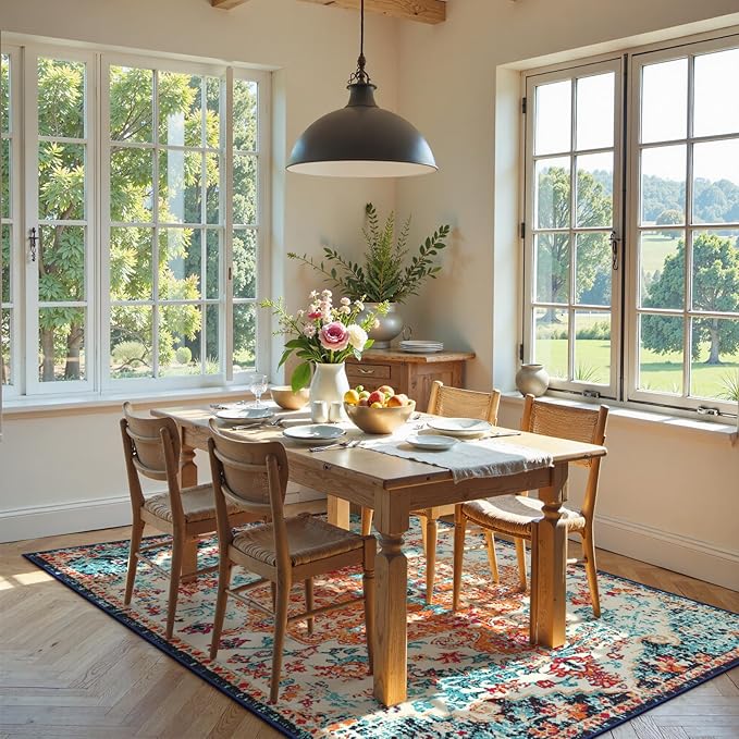 Lahome Orange 6x9 Area Rugs Boho Washable Area Rug - Image 3