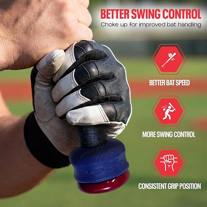 Grip-N-Rip Knob Stacker Choke-Up Ring for Baseball/Softball Bats Provides Choking Up Space & Relief from Bat Sting, Stackable for Custom Fit and Comfort
