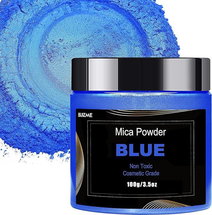Blue Mica Powder Pigment -Cosmetic Grade Metallic Mica Powder by BIJIZME