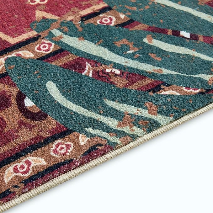 Tribal Rugs Summer Tropical 4x6 Area Rugs Wine Red Traditional Boho Vintage - Image 5