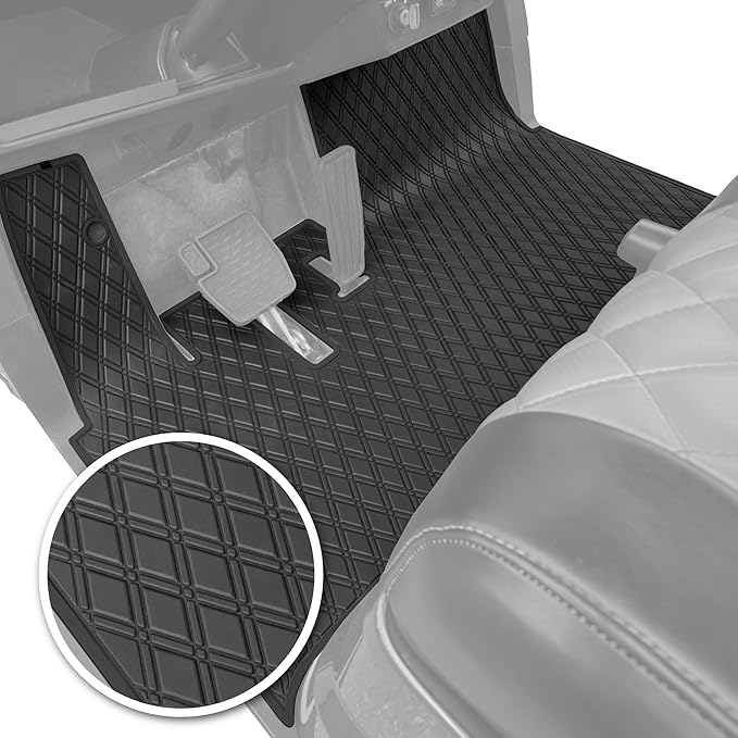 Xtreme MATS Compatible with Yamaha Drive2 Models DR2 EFI QuieTech (2017-2026) Full Coverage Rubber Golf Cart Floor Mat, OEM Flooring Protection for Golfcars (All Black)