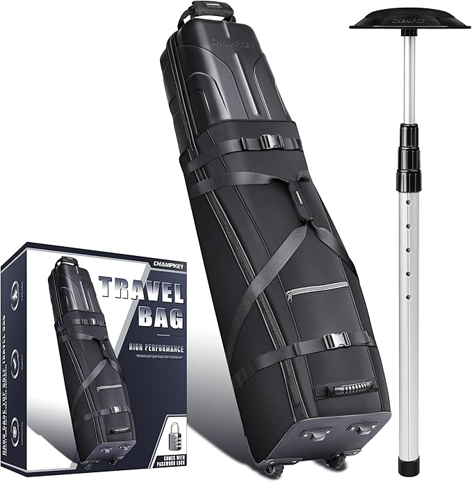 CHAMPKEY Premium Soft-Padded Golf Travel Bags for Airlines - Travel Golf Gags for Airlines with Premium Oxford Fabric and Oversized Wheels