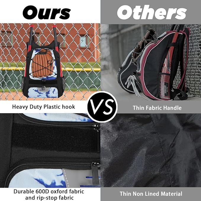Goloni | Baseball Backpack,Baseball Bag for Adult,Softball Bat Bag with Shoes Compartment,Large Main Compartment for Helmet & accessories, Fence Hook