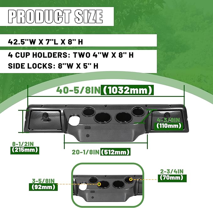 ECOTRIC Golf Cart Dash Board Cover Assembly Carbon Fiber Style Compatible with 1982 and Up Club Car DS Golf Cart