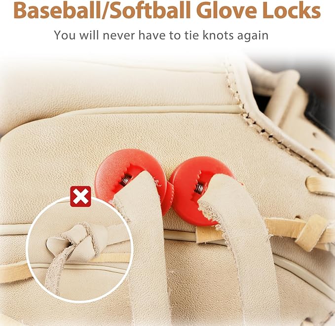 Glove Locks, 8-Pack Baseball/Softball Glove Lace Locks – Vibrant Colors, No Retie Knots, Spring-Lock Tech, Durable Design.