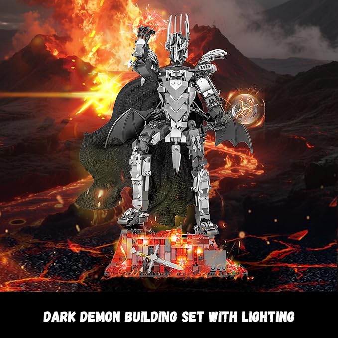 Dark Lord Building Set with Light Magma Base, Creative Demon Mech Display Model - Image 3