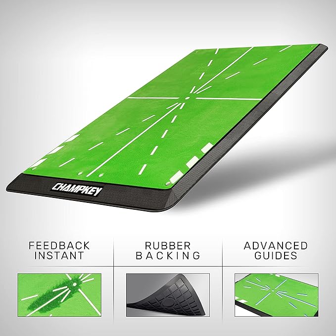 CHAMPKEY Heavy-Duty Golf Hitting Mat - Swing Path Feedback Golf Practice Mat - Ideal for Indoor and Outdoor Training