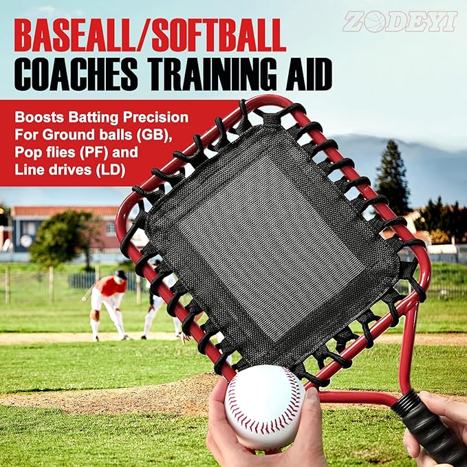 Baseball Racket for Fly Balls, Grounders, and Line Drives - Softball/Baseball Fungo Bat for Coaches and Parents to Help with Auxiliary Training - Attach a Racket Bag and Winding Tape