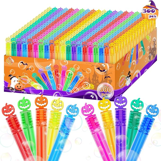 300 Piece Halloween Party Favor Bubbles, Halloween Bubble Wands Bulk by ZIRSENG