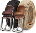 KEMISANT Men's Golf Belt 2 Pack-Braided Woven Stretch Belt for Gift Men Casual Jeans Sports Work 1 3/8"