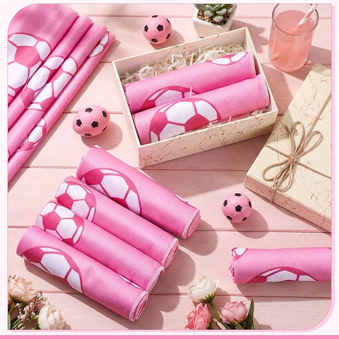 FuWeave 12 Pcs Sports Cooling Towels 40 x 12 Inch Baseball Basketball Softball Breathable Soccer Football Volleyball Microfiber Ice Towel Fast Drying for Party Favors Team Gift(Soccer)