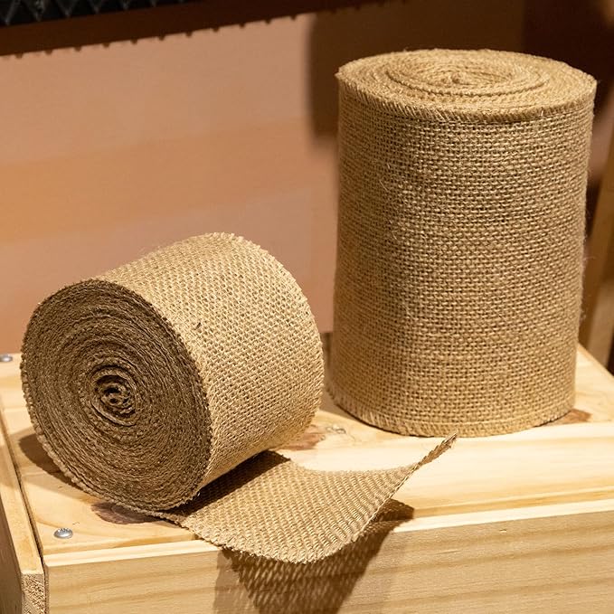 LaRibbons 2 Pcs 6 Inch Burlap Wide Fabric Craft Ribbon, 10 Yard Per Roll - Image 6