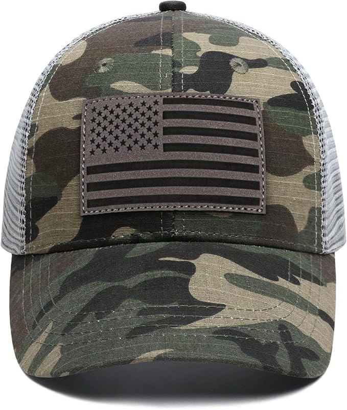 American Flag Trucker Hat - Snapback Hats for Men Women Baseball Cap - Breathable Mesh & Adjustable Fit for Casual Wear