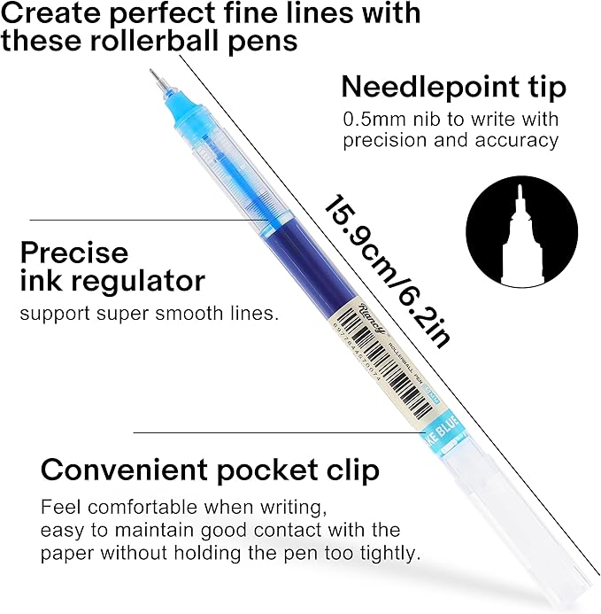 RIANCY Liquid Ink Rollerball Gel Pens, 0.5mm Extra Fine Point Tip, 12ct - Image 2