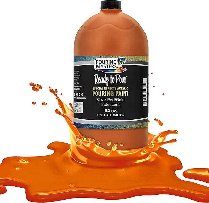 Pouring Masters Blaze Red/Gold Iridescent Special Effects Acrylic Pouring Paint by USArtSupply