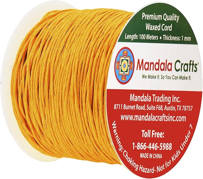 Mandala Crafts 1mm 109 Yards Mustard Yellow Cotton Waxed Cord - Image 2
