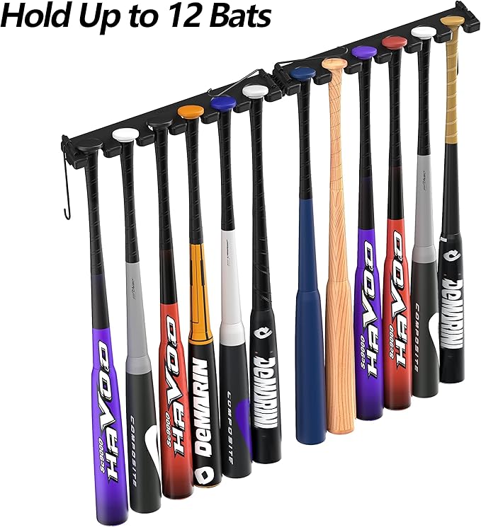 Hikeen Baseball Bat Rack Dugout Organizer Bat Holder for Storage 12 Bats, Foldable
