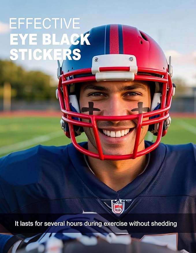 48 Pairs Eye Black Stickers, Mixed Cross Sports Face Eyeblack Sticker for Baseball Football Softball Themed Party Birthday Party Supplies