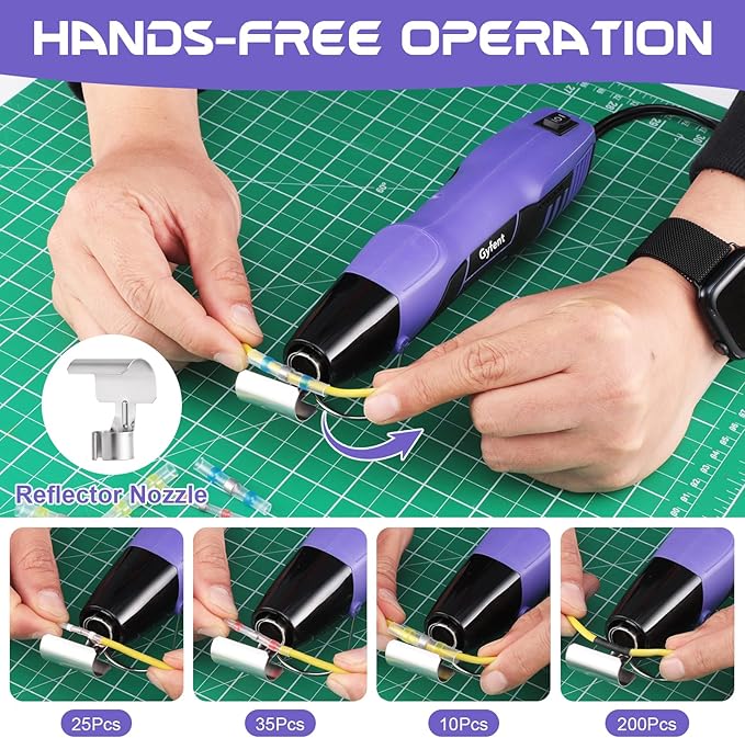 Gyfent Heat Gun with 100Pcs Solder Seal Wire Connectors & 200Pcs Heat Shrink - Image 5