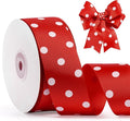 Polka Dot Grosgrain Ribbon 1.5 Inch, 25 Yards Spool Red and White Dot Craft by FAKILO