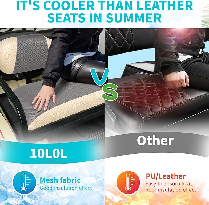 10L0L Universal Golf Cart Rear Seat Cover Dress UP Older Golf Cart Durable Breathable Material Fit Like a Glove for Yamaha EZGO and Club Car, Easy to Install