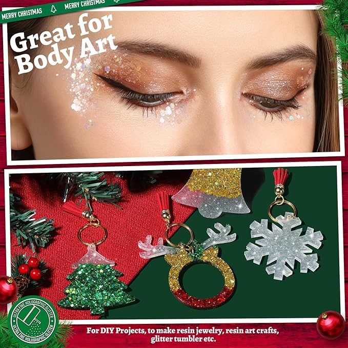 LEOBRO White Glitter, 160g/5.64oz Holographic Chunky Glitter - Image 6