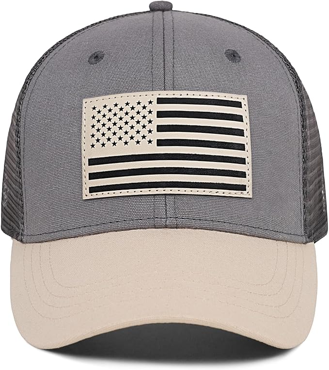 American Flag Trucker Hat - Snapback Hats for Men Women Baseball Cap - Breathable Mesh & Adjustable Fit for Casual Wear
