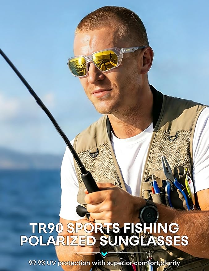 ATTCL Sports Polarized Sunglasses for Men: Womens UV400 Protection, Lightweight Wrap Around TR90 Frame for Fishing Golf