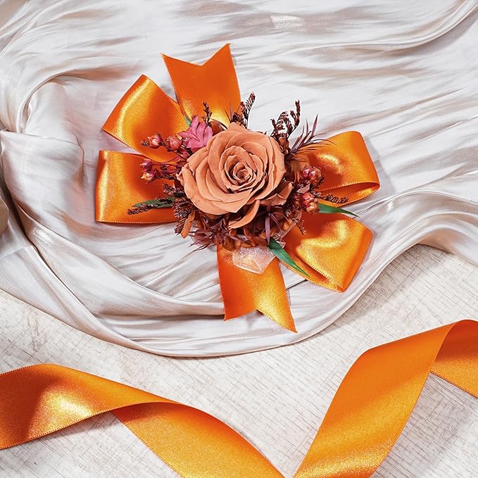 LaRibbons Orange Satin Ribbon 1 1/2 Inch 50 Yards Luxury Double Faced Russet - Image 3