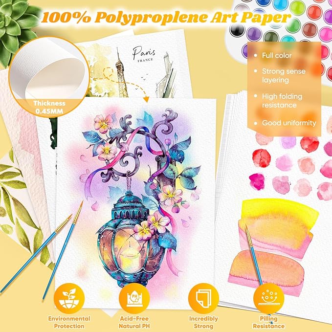 7"x10" Watercolor Paper Pad, 30 Sheets Watercolor Paper, 140lb/300gsm Spiral - Image 3