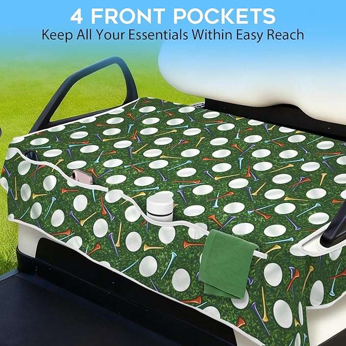 Golf Cart Seat Covers Club Car Golf Cart Accessories 4 Pockets Golf Carts Seat Towel Blanket for Men Women Golf Cart Decor