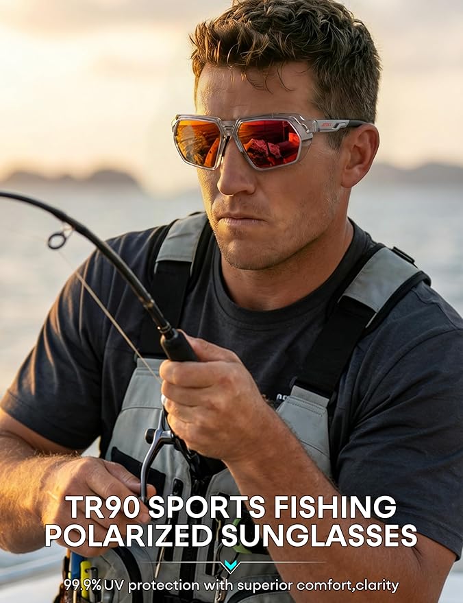 ATTCL Sports Polarized Sunglasses for Men: Womens UV400 Protection, Lightweight Wrap Around TR90 Frame for Fishing Golf