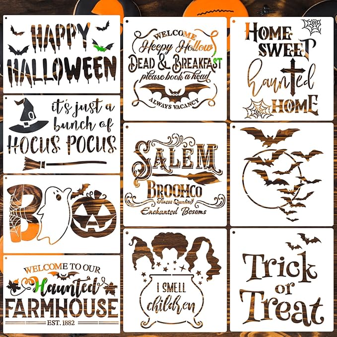 Halloween Stencils for Painting on Wood 12”x8” Large Halloween Stencil Boo by zosylley