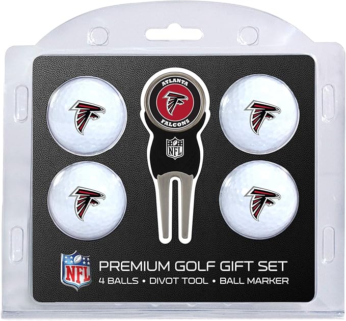 Team Golf NFL Regulation Size Golf Balls (4 Count) & Divot Tool with Removable Double-Sided Magnetic Marker