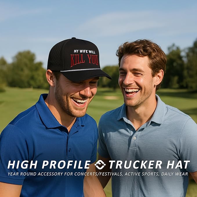 Funky Junque Performance Waterproof Golf Rope Hat – Cool Breathable Workout 5 Panel Snapback Cap for Men
