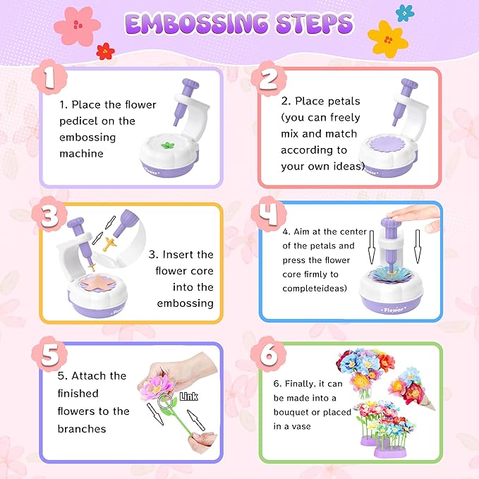 GirlsHome 300+PCS Fabric Flower Bouquets Toys, DIY Flower Crafts Kits - Image 4