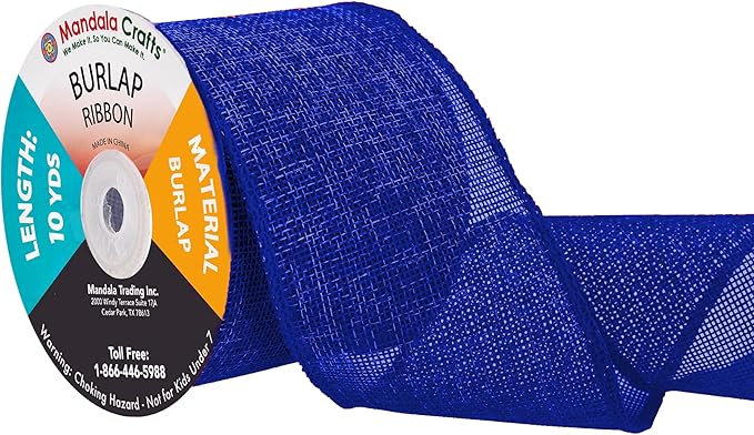 Mandala Crafts Royal Blue Burlap Ribbon 3 Inches Wide Jute Ribbons by MandalaCrafts