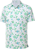 Golf Shirts for Men - Moisture Wicking Short Sleeve Performance Sport Casual Striped Collared Mens Polo Shirt
