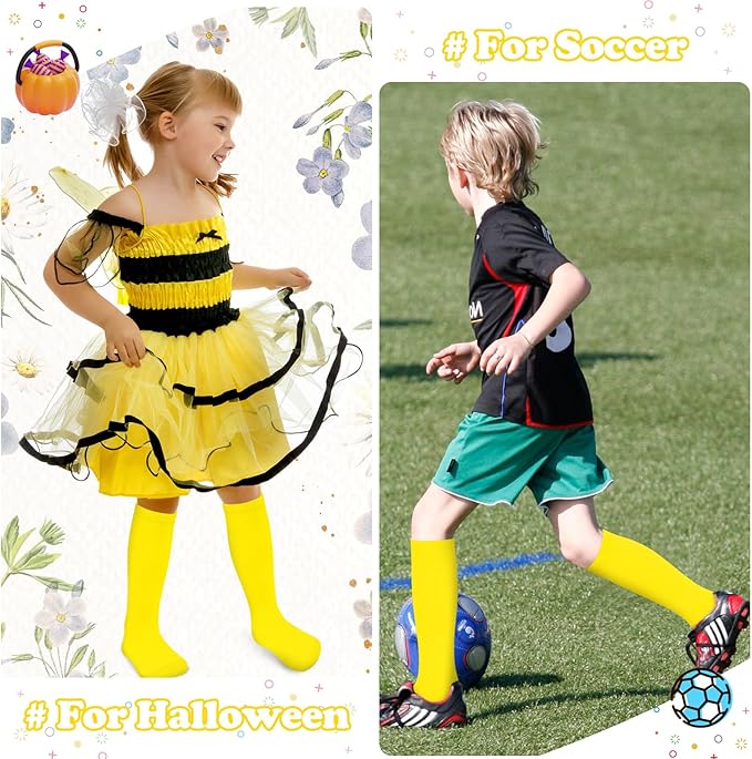 Sarfel Kids Soccer Socks Toddler Soccer Socks Girls Boys Soccer Socks Kids Tube Socks with Stripes Toddler Knee High Socks
