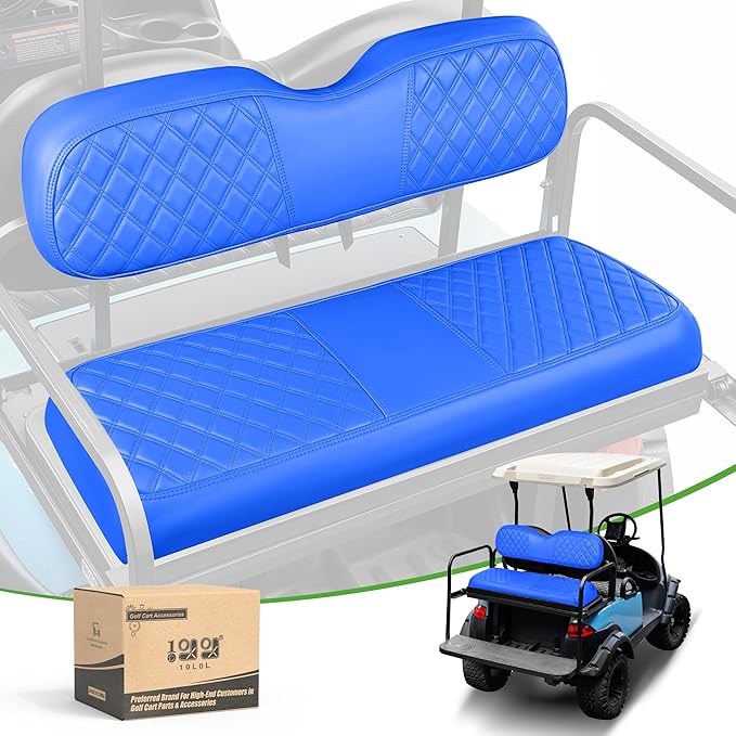 10L0L Golf Cart Seat Covers for Club Car Precedent,EZGO TXT Front/Rear Seats Diamond Pattern,Vinyl Leather with Adjustable Straps and Retractable Buckle, No Stapler Needed