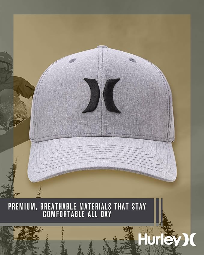 Hurley Men's Caps - One & Only Flexfit Baseball Cap - Fitted Hats for Men (S-XL)