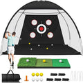 Golf Net, 10x7FT Golf Practice Net with Tri-Turf Mat for Outdoor Indoor, All-in-One Hitting Aid Nets for Backyard Training Driving Chipping Swing, Gifts for Men/Him/Dad/Golfer