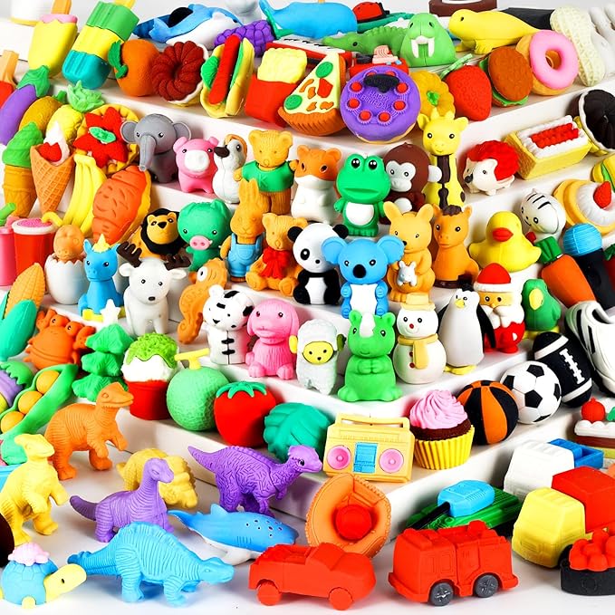 110Pcs Animal Erasers Kids Desk Pets Pencil Erasers 3D Puzzle Eraser Bulk Mini by URSKYTOUS