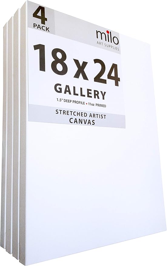 milo Stretched Artist Canvas | 18x24 inches | 4 Pack | 1.5” inch Thick Gallery by milo