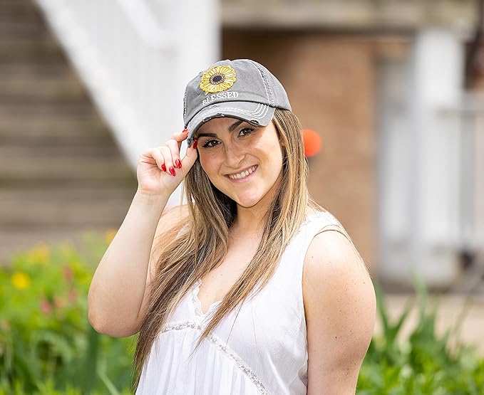 Funky Junque Distressed Vintage Baseball Cap - Embroidered Patch Women's Hat - Holiday, Lifestyle & Patriotic Designs