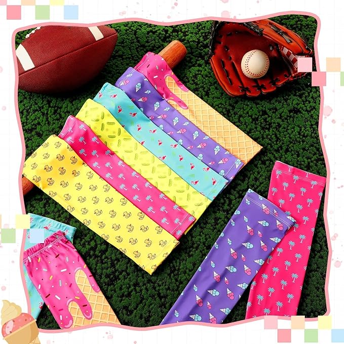6 Pair Baseball Arm Sleeves Ice Cream Drip Palm Tree Sun Protection Youth Breathable Cooling Sleeve