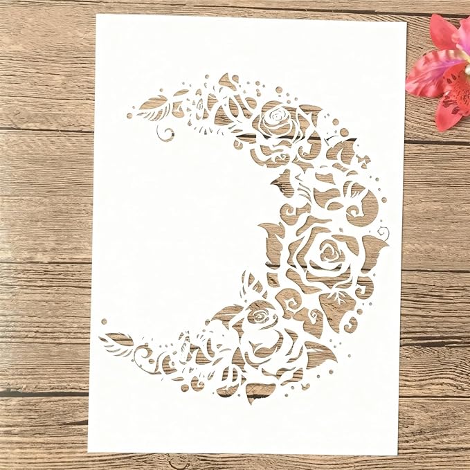TIAMECH A4 Reusable Moon Flower Stencil by TIAMECH